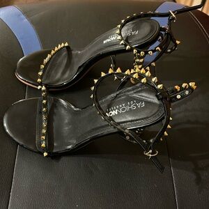 Black and Gold Spike Heels